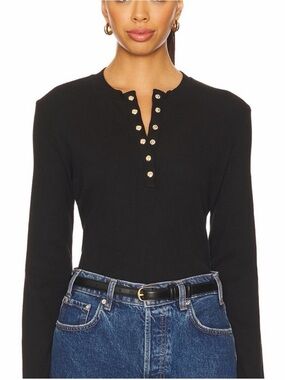 Anine Bing
Anine Bing Alessia Half-Button Ribbed T-Shirt XS BNWT